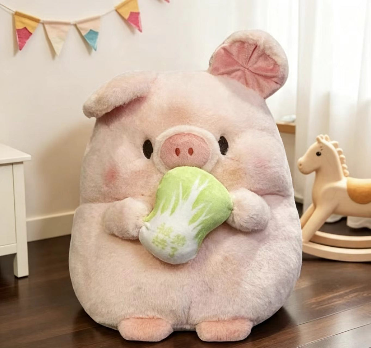 English Title Cabbage-Loving Pink Pig Plush Toy